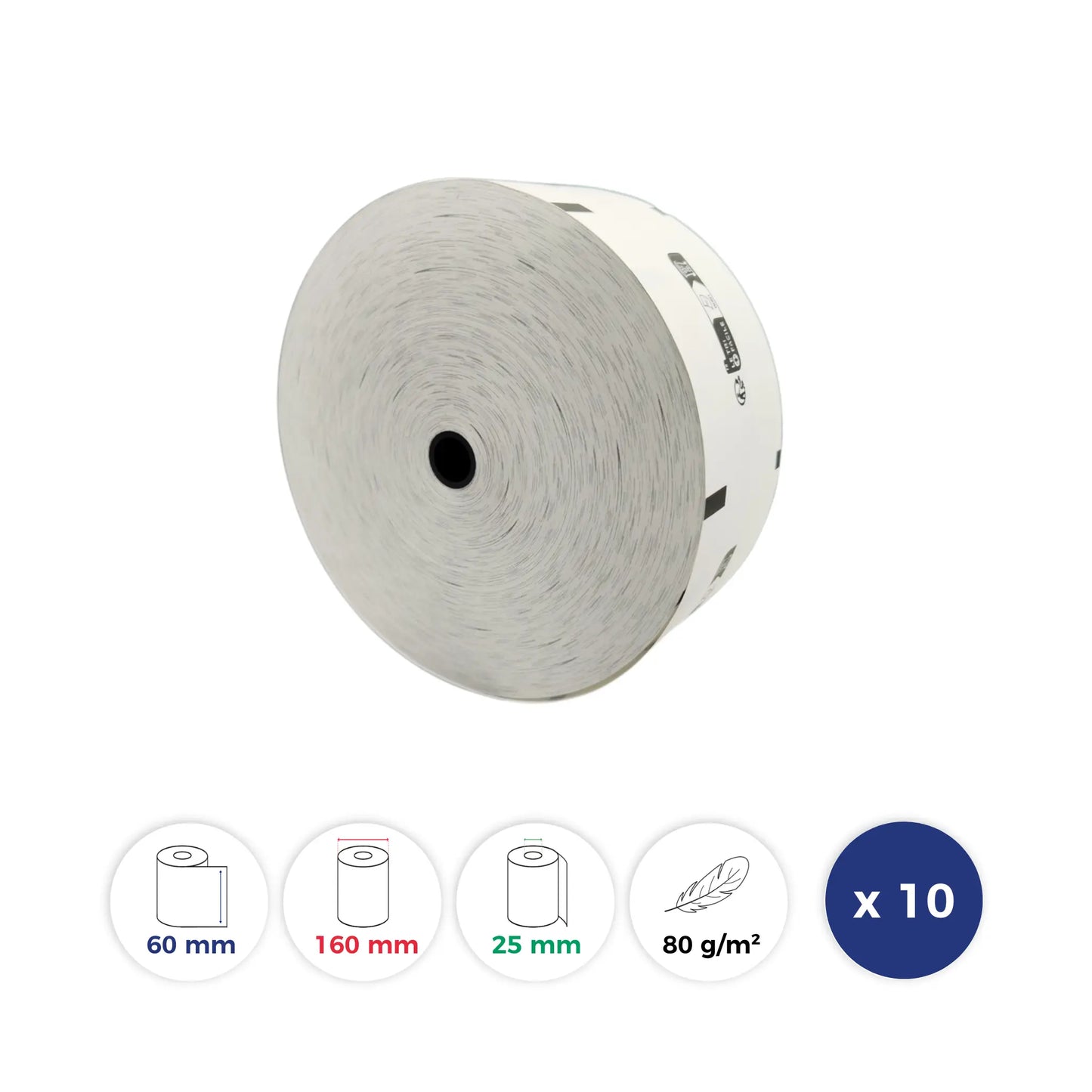 La Bobine Francaise - 10 Rouleaux Thermiques pour distributeur automatique de carburant - 60x160x25 - Papier 80 g/m - Impression des logos TRIMAN + Made in France + FSC C084754 au verso - sans BPA. Id produit: 17776. Reference: LBF-CARBURANT-60-58-12-PREM80-Q10-17776. GTIN: 3701747200353