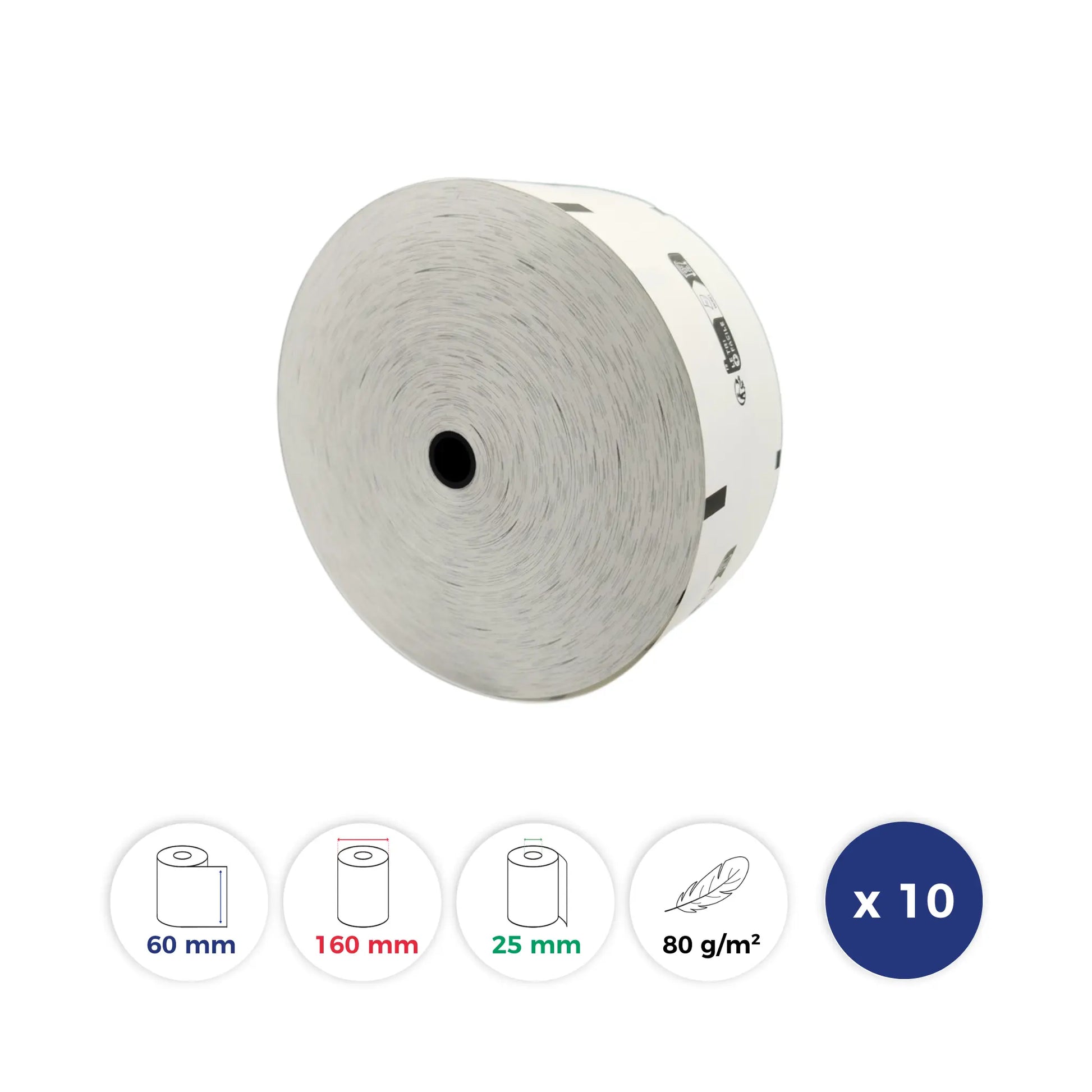 La Bobine Francaise - 10 Rouleaux Thermiques pour distributeur automatique de carburant - 60x160x25 - Papier 80 g/m - Impression des logos TRIMAN + Made in France + FSC C084754 au verso - sans BPA. Id produit: 17776. Reference: LBF-CARBURANT-60-58-12-PREM80-Q10-17776. GTIN: 3701747200353