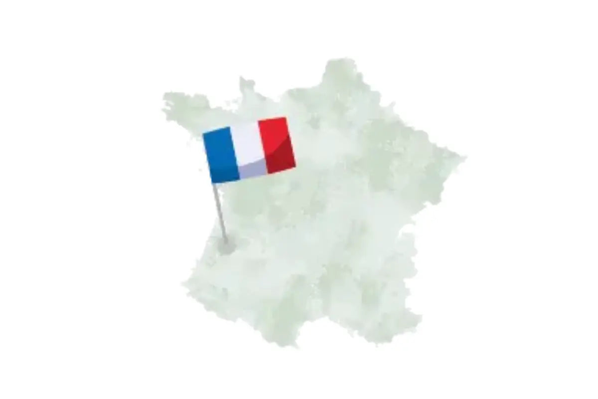 Illustration de la fabrication française avec un drapeau tricolore sur une carte de France. La Bobine Française garantit une production locale et un savoir-faire de qualité.